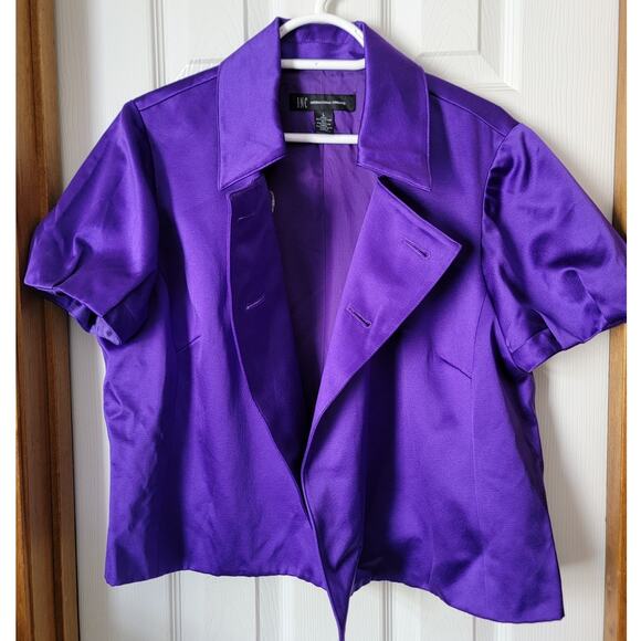 INC Women’s Purple Short-Sleeve Double-Breasted Jacket, Size L - Picture 4 of 6